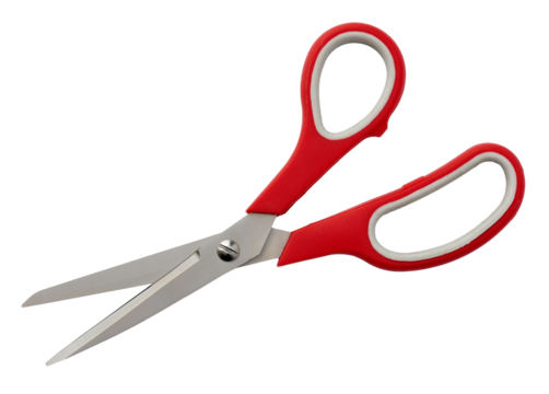 Red scissors isolated on white bkg