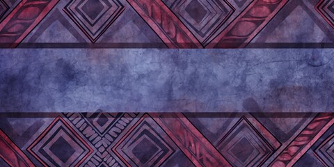 Periwinkle, burgundy, and navy seamless African pattern, tribal motifs grunge texture on textile