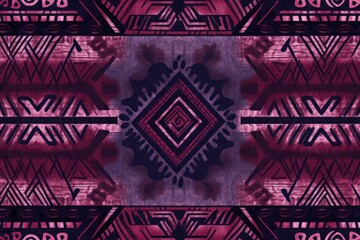 Periwinkle, burgundy, and navy seamless African pattern, tribal motifs grunge texture on textile