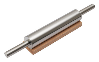 Stainless steel rolling pin isolated on white bkg