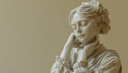 statue is in the pose of a woman, in the style of rococo pastel colors 