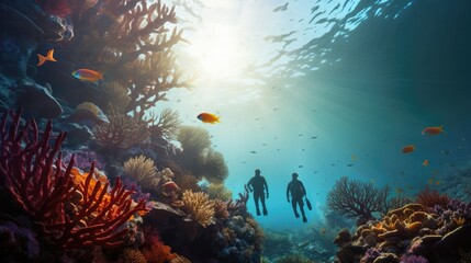 Fototapeta na wymiar Diving in the ocean