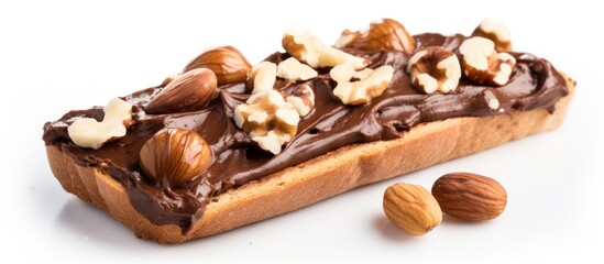 bread with chocolate paste and hazelnuts