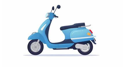 Fototapeta na wymiar Vector electric light blue scooter icon modern flat design on white background