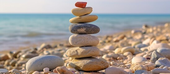 Fototapeta na wymiar Stack of stones in beach
