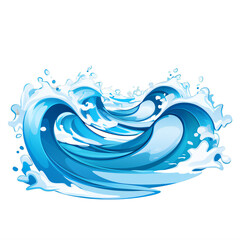  blue wave with splashing water on a transparent background png isolated