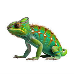 Obraz premium green and orange chameleon on a transparent background png isolated
