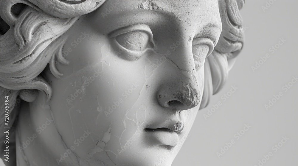 Aufkleber A close up view of a statue depicting the face of a woman. This image can be used to add an artistic touch to various projects