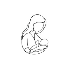 Original vector illustration. A young mother with a newborn baby.