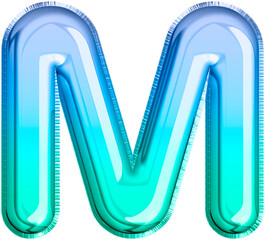 Metallic Balloon letter M in blue and green tones