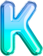 Metallic Balloon letter K in blue and green tones