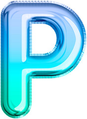 Metallic Balloon letter P in blue and green tones