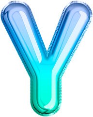 Metallic Balloon letter Y in blue and green tones