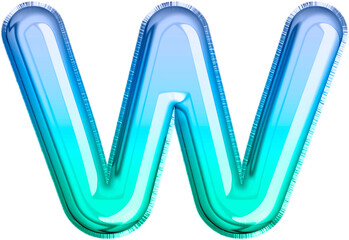 Metallic Balloon letter W in blue and green tones