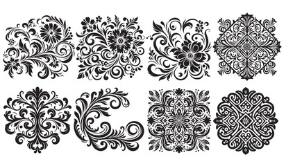 Floral decorations, wedding ornaments decorations, flowers vector graphics - obrazy, fototapety, plakaty