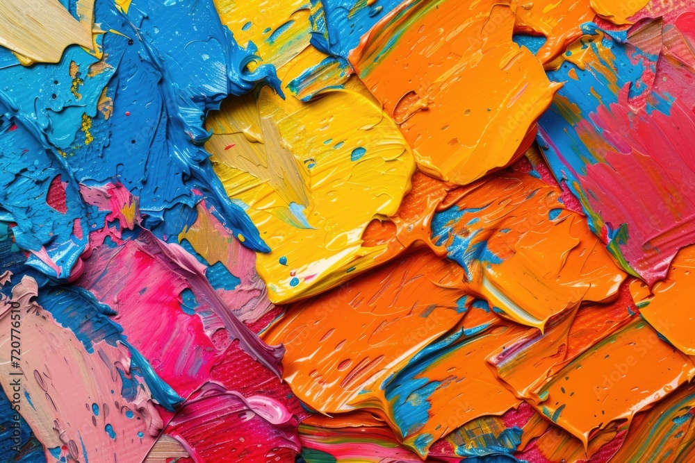 Poster A close up view of a colorful paint palette. This image can be used for various art and creativity-related projects