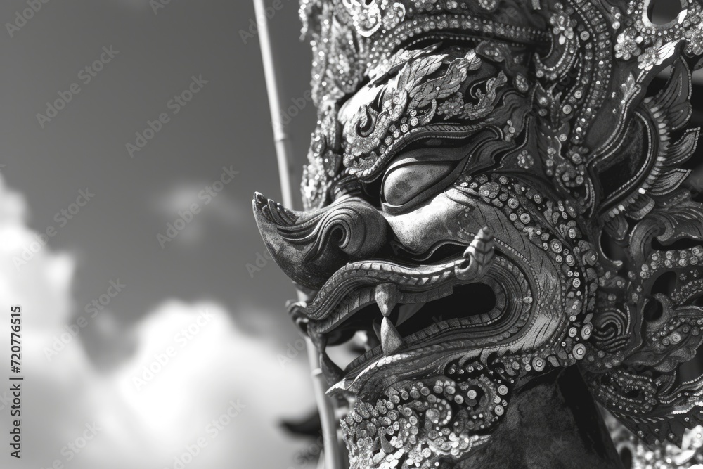 Aufkleber A black and white photo capturing the essence of a statue. This versatile image can be used in various creative projects