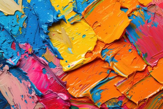A close up view of a colorful paint palette. This image can be used for various art and creativity-related projects