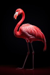 Beautiful pink flamingo on a dark background