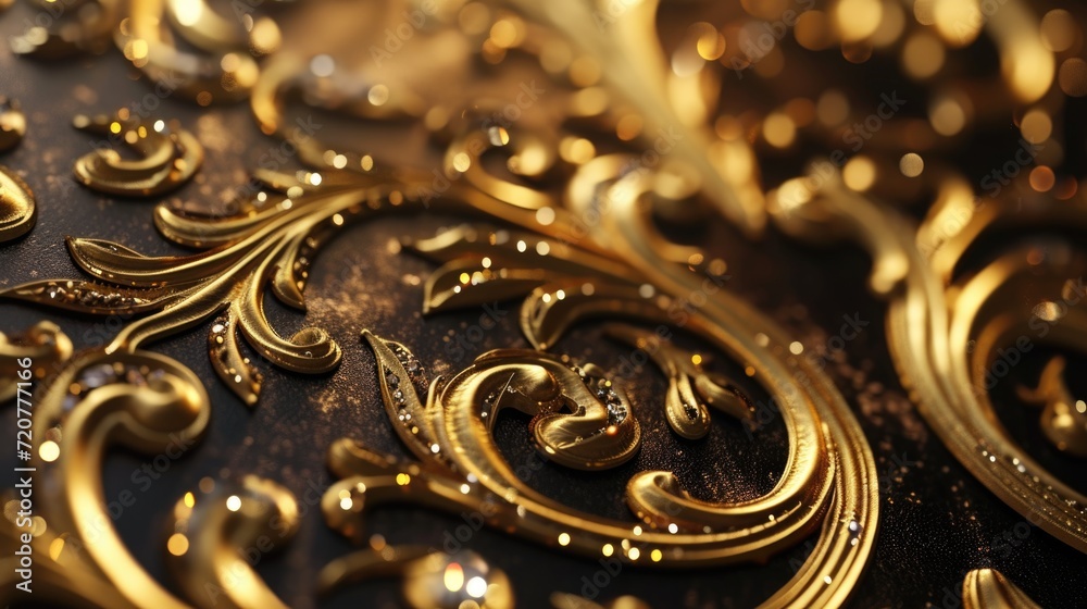 Poster A detailed close-up shot of a gold and black clock. Perfect for time-related concepts and adding a touch of elegance to any design