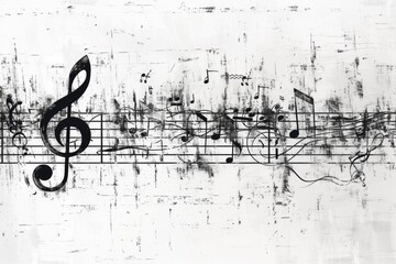 A black and white photo of music notes. Perfect for music enthusiasts or for use in music-related...