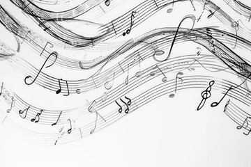 A black and white photo featuring musical notes. Suitable for various creative projects