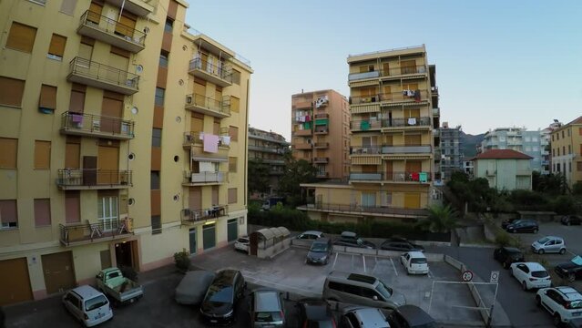 City life at summer morning in Loano. Timelapse
