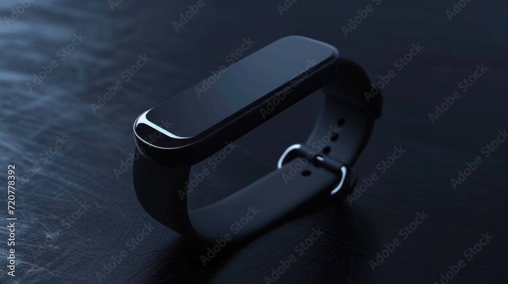 Poster a detailed view of a smart watch placed on a table. suitable for technology and lifestyle concepts