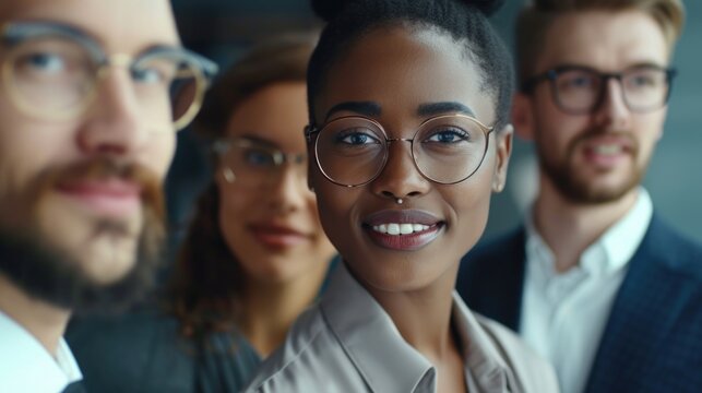 A group of individuals standing side by side. Suitable for team building, diversity, and unity concepts