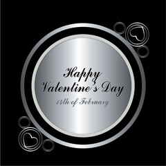 Vector happy valentines day black and white background with ornament