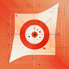 Red abstract core background with dots, rhombuses, and circles, in the style of light red and light orange