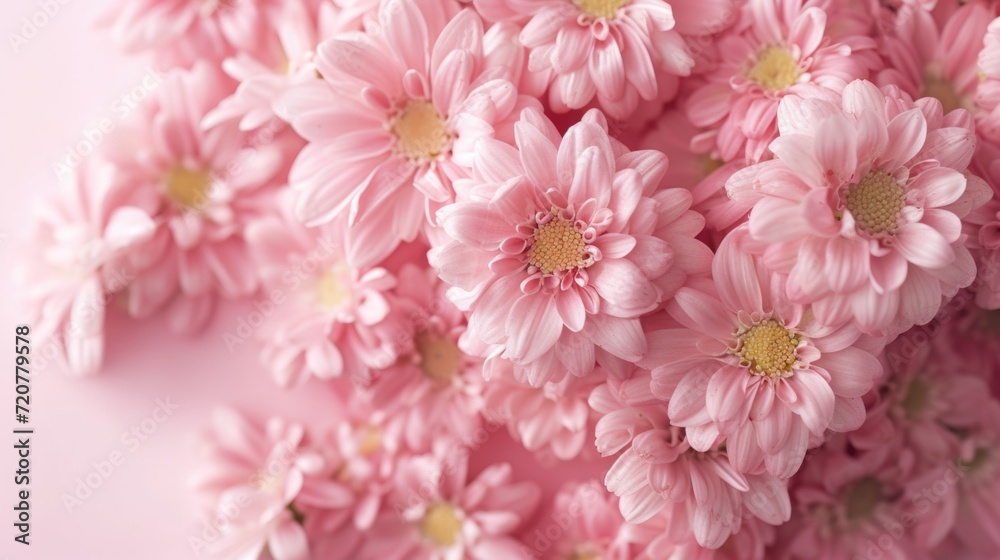 Poster A close up view of a bunch of pink flowers. Perfect for adding a touch of color and beauty to any project
