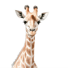 close-up of giraffe head on a transparent background png isolated
