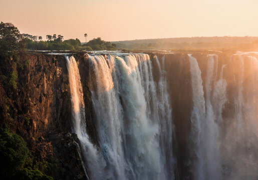 Victoria Falls on the Zambezi River on the border of Zambia and Zimbabwe in South Africa