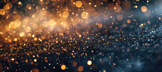 Obraz premium Blurry image of a dark background with gold lights. Can be used for various creative projects