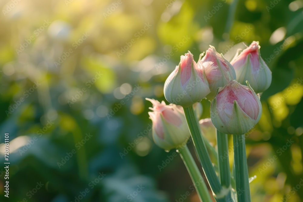 Poster A close up shot of a bunch of pink flowers. Perfect for adding a touch of color and freshness to any project