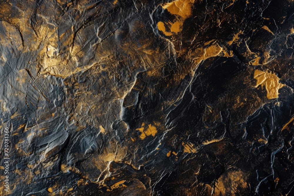 Aufkleber a close-up view of a black and gold marble surface. suitable for various design projects