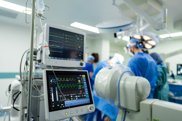 Medical monitor in the operating room during surgery