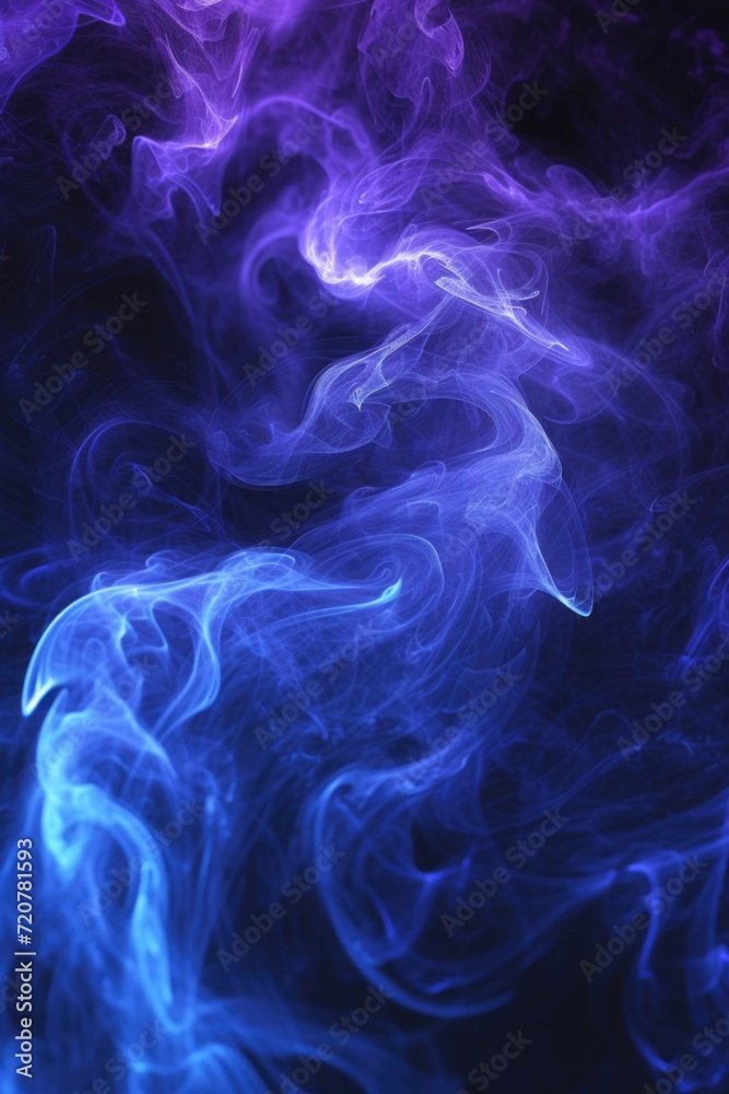 Poster close-up view of purple and blue smoke. perfect for adding a touch of mystique and intrigue to your 