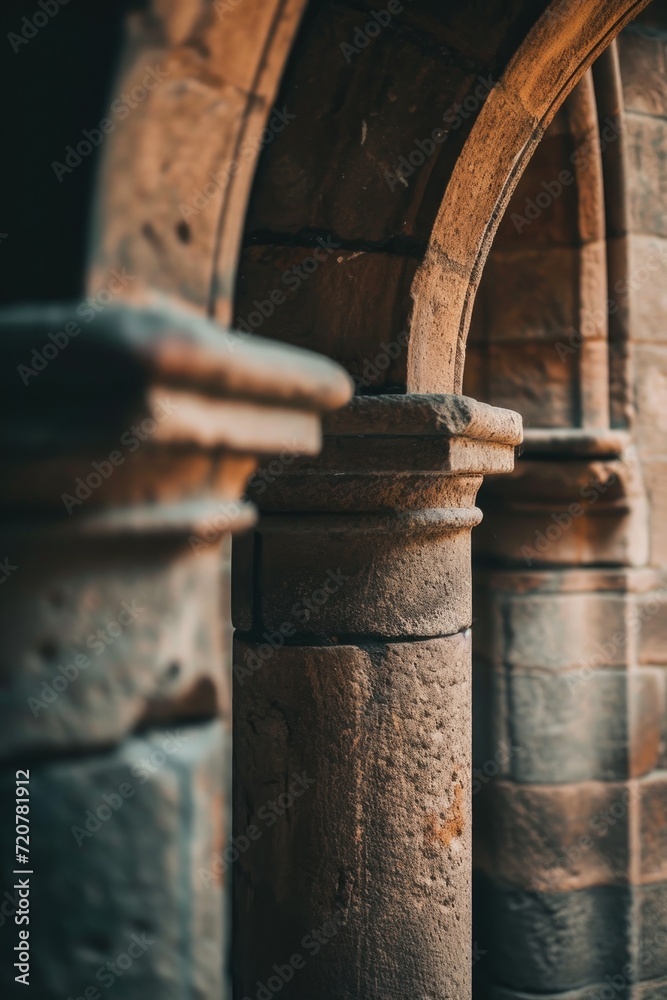 Poster Close up of a stone building with columns. Perfect for architectural projects and historical themes