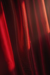 Close up view of a red curtain with vibrant red lights. Perfect for adding a touch of drama and glamour to any event or performance