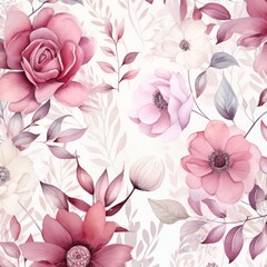 Ruby watercolor botanical digital paper floral background in soft basic pastel tones