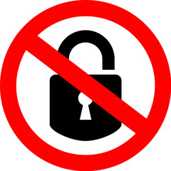 No locking vector sign - obrazy, fototapety, plakaty