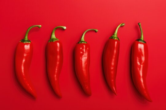 Vibrant Red Chilipeppers on Colorful Background AI Generated