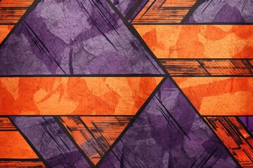 Tangerine, steel, and plum seamless African pattern, tribal motifs grunge texture on textile background