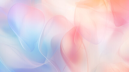 Abstract romantic heart shapes floating in a vivid dreamscape of blues and pinks, symbolizing love and tenderness.