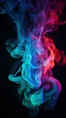 Ghostly Face Formed by Colored Smoke in Darkness Generative AI