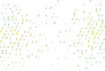 Light blue, yellow vector backdrop with gender signs.