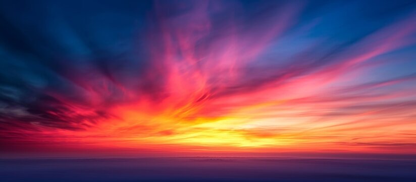 Mesmerizing Sunset in Shades of Red, Yellow, and Blue illuminates the Sky