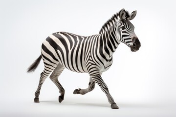 Fototapeta na wymiar Zebra Running in Isolation AI Generated